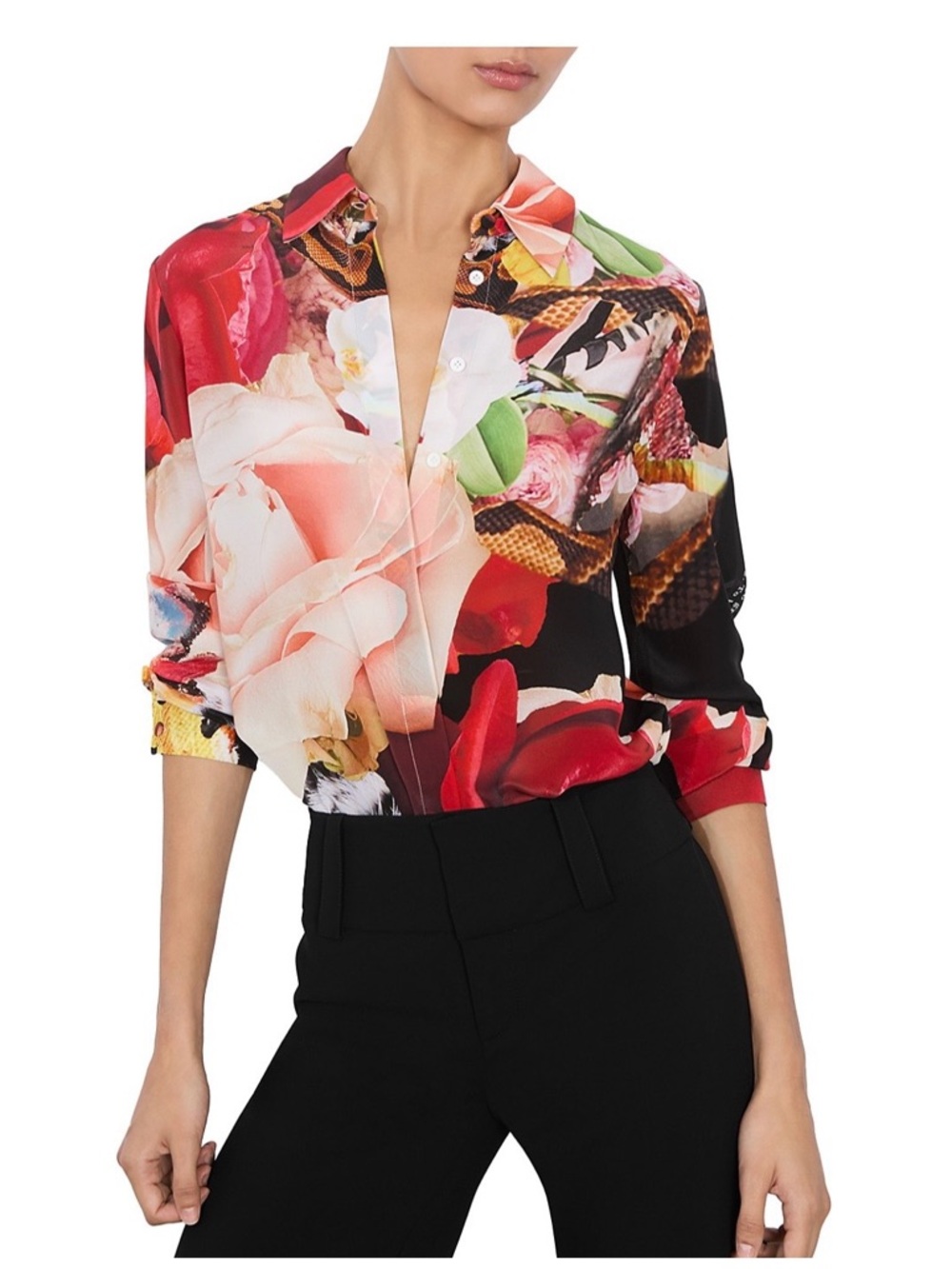 Alice + Olivia X KELLY DABBAH WILLA PLACKET TOP